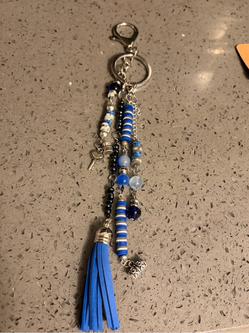Blue Beaded Tassel Keychain/Bag Charm- Handmade and Customizable